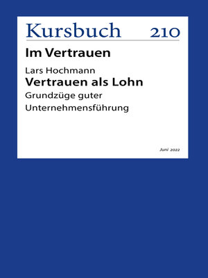 cover image of Vertrauen als Lohn